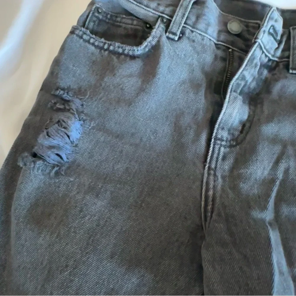 Distressed Black Straight Leg Jeans